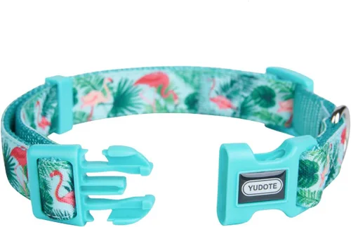 Miniatura 2 de Collar ajustable para perro, collares de nailon duraderos para perros y cachorros grandes, estampado de flamenco, lindo y suave