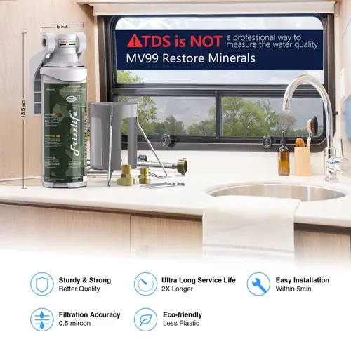 Miniatura 4 de FRIZZLIFE - Filtro de agua para autocaravanas - Filtro de manguera de conexión directa certificado NSF/ANSI 53 y 42 para autocaravana - 0,5 micrones