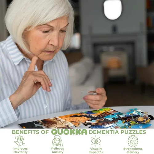 Miniatura 5 de QUOKKA 100 piezas de actividades de demencia para adultos – 3 juegos de rompecabezas de demencia para ancianos – Productos de regalo de piezas gatos