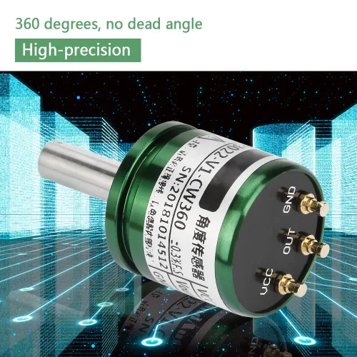 Miniatura 2 de Sensor de ángulo de pasillo, resolución de 0.088 ° Sensor de posición de efecto Hall giratorio de 360 °, salida de 0-5 V círculo completo 12 bits