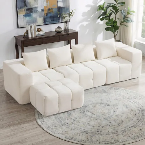 Miniatura 32 de Sofá biplaza modular sin huesos de 78.7 pulgadas, sofá de nube copetudo con asiento profundo, sofá de felpilla para sala de estar, sofá comprimido