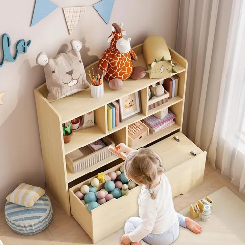 Miniatura 5 de GAOMON Organizador de almacenamiento de juguetes, estantería para niños, armario de almacenamiento de juguetes, armario para libros infantiles