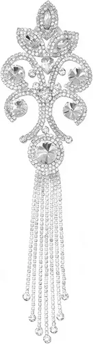 Miniatura 9 de Jerler Apliques de diamantes de imitación, elegante cinturón de diamantes de imitación de cristal plateado que cose en el cinturón nupcial