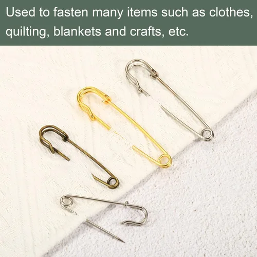 Miniatura 3 de YOKIVE 40 pines de seguridad, pasadores de costura de metal, ideales para arte, manualidades, ropa, mantas, uso diario (tono dorado, 1.97 pulgadas)