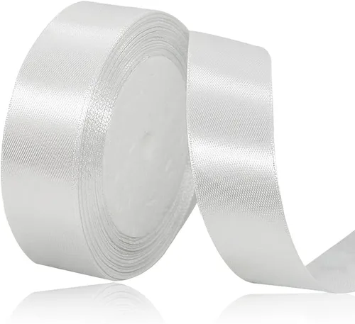 Miniatura 17 de Cinta blanca de 1/8 pulgadas x 100 yardas, cintas de tela de satén blanco para envolver regalos, manualidades, álbumes de recortes, ramos florales