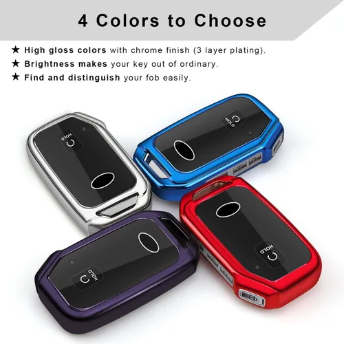 Miniatura 6 de QBUC Funda para llavero KIA, funda para llavero con llavero para Kia Ceed Cerato Forte, etc. (1 botón o no solo en la superficie frontal) (azul)