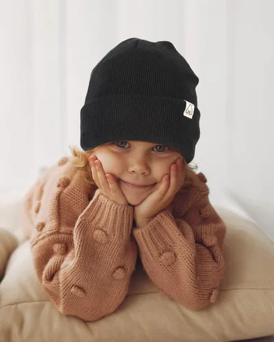 Miniatura 6 de Hat Hut Gorro de invierno con forro de satén para niños pequeños, gorro de punto con puños y forro de seda
