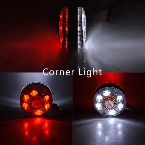 Miniatura 5 de Astra Depot 2 piezas de luz de cara doble de 3" redondas, 24 LED, color rojo, ámbar y blanco, para remolque de camión semi, tractor, vehículo largo