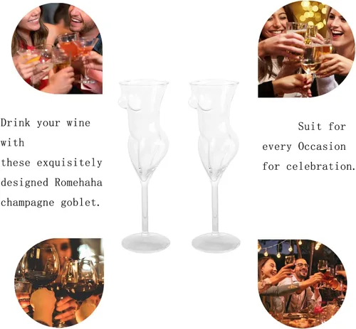 Miniatura 6 de 2 vasos de cristal transparente sexy Naked Miss con forma de cuerpo, vaso de cóctel transparente soplado a mano para cócteles, fiestas, decoración