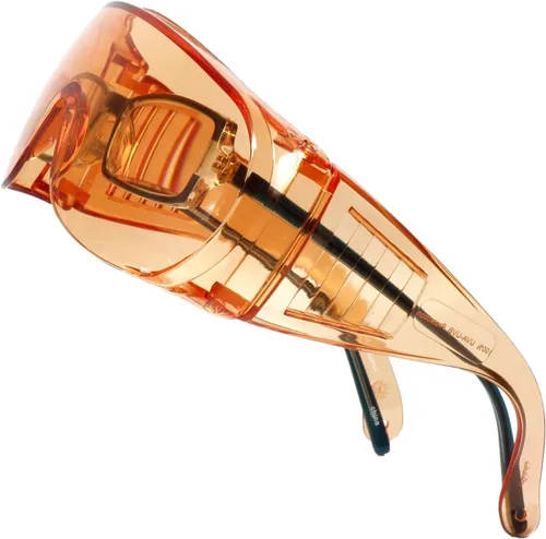 Miniatura 4 de Calabria 1003 Gafas de seguridad grandes que se ajustan sobre anteojos graduados Fitover para hombres y mujeres, envolventes, tintadas, Naranja