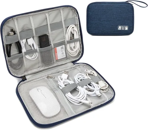Miniatura 12 de Funda organizadora de artículos electrónicos, bolsa organizadora de cables de viaje, bolsa de almacenamiento portátil para cable, cargador