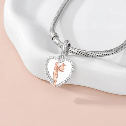 Miniatura 229 de PROESS Dije para padre, madre e hija, pulsera de plata de ley para pulseras, regalos de cumpleaños, día de San Valentín, para hija, madre, amante