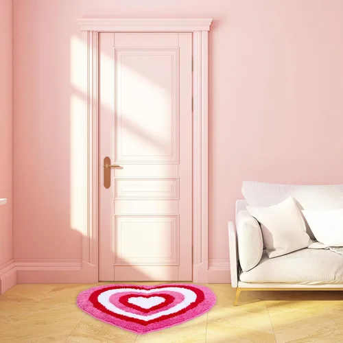 Miniatura 6 de JarThenaAMCS Alfombra de baño para el día de San Valentín, alfombra de baño con forma de corazón rojo y rosa, alfombra de baño antideslizante