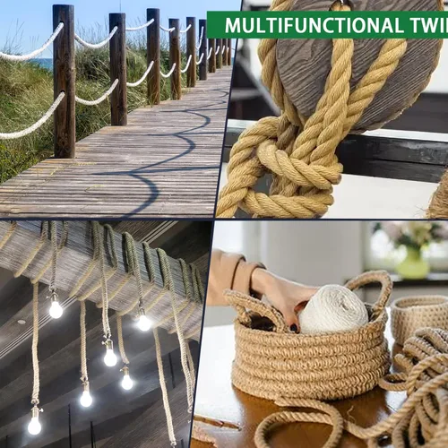 Miniatura 2 de Cuerda de yute, 1 1/2 pulgadas x 50 pies, cuerda de cáñamo natural trenzada Manila resistente para manualidades, columpio para árboles, jardinería