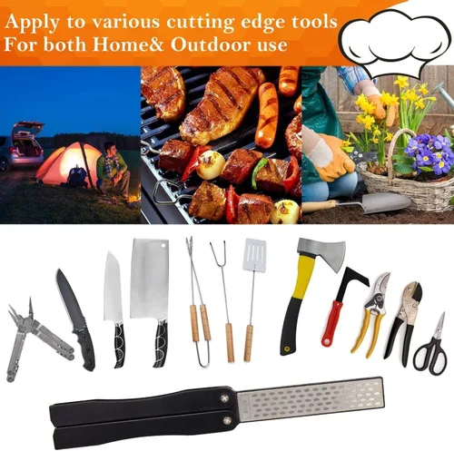 Miniatura 5 de 2 piezas de piedra de afilar de cuchillos de diamante de bolsillo de grano 400/600, afilador portátil de mano de doble cara para cocina, jardín