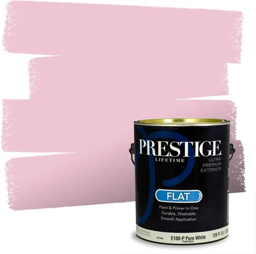 Miniatura 203 de Prestige Paints E100-T-SW6591 Pintura exterior e imprimación en uno, 1 galón, plano, combinación comparable de Sherwin Williams Amaryllis, 1 galón