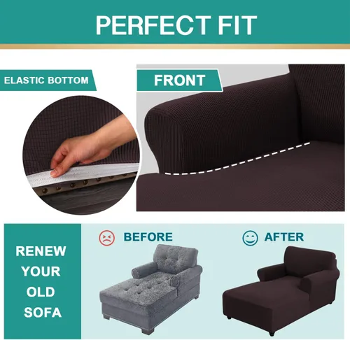 Miniatura 6 de OKYUK Funda para tumbona, de tela jacquard, elástica, con doble brazo, lavable a máquina, protector de muebles suave para sala de estar y dormitorio