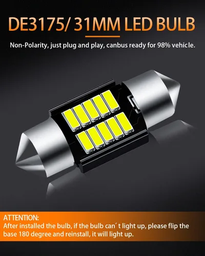 Miniatura 5 de Paquete de bombillas LED blancas compatibles con Honda Accord 2003 2004 2005 2006 2007 2008 2009 2010 2011 2012 Luz interior de mapa + luz