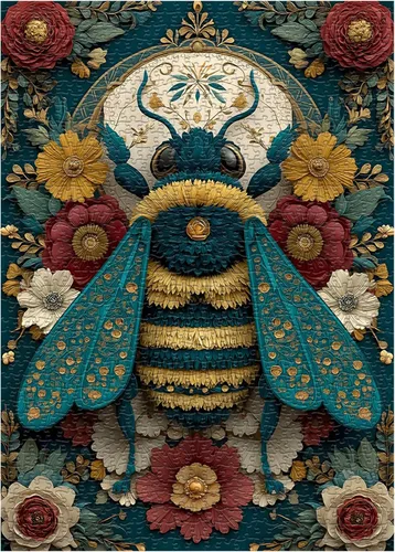 Miniatura 2 de Rompecabezas de abeja para adultos de 1000 piezas, rompecabezas de plantas de flores naturales, lindo rompecabezas floral de insectos, rompecabezas
