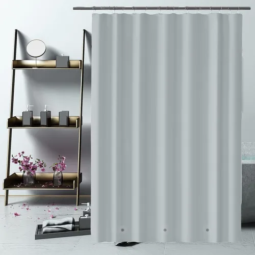 Miniatura 9 de Forro de cortina de ducha de 72 x 72 pulgadas, forro de ducha ligero de plástico impermeable 4G para baño, con agujeros de ojales y 3 pesos