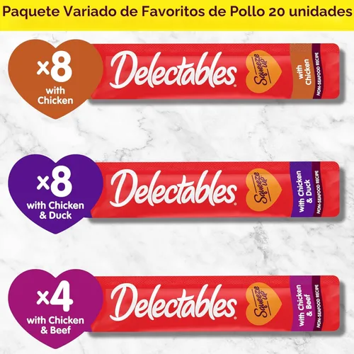 Miniatura 6 de Delectables Squeeze Up - Paquete variado de golosinas para gatos para lamer sin mariscos, 20 unidades (paquete de 1)