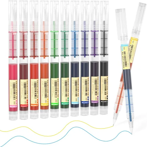 Bolígrafos de tinta líquida Shuttle Art, 10 colores brillantes de secado rápido, punta extra fina de 0.02 pulgadas, larga duración para escritura,