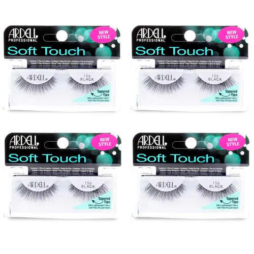 Ardell Pestañas postizas, tacto suave 156, negro, pestañas ultraligeras con puntas cónicas, pestañas de aspecto natural, maquillaje de ojos para