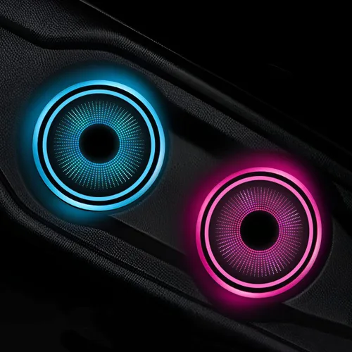 2 unidades de luces LED para portavasos de coche, posavasos con 7 colores cambiantes, carga USB, lámpara de ambiente, luz decorativa, almohadilla