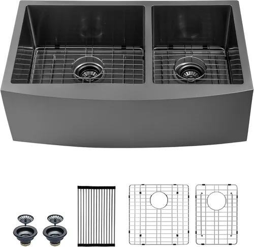 Miniatura 12 de Mocoloo Fregadero de granja de 30 pulgadas de acero inoxidable - Fregadero de cocina de granja de 30x21 pulgadas con delantal frontal, de un solo
