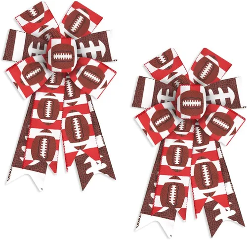 Miniatura 6 de 2 lazos para corona de fútbol americano, lazos de fútbol para corona, tiras azules y grises, lazos de arpillera de fútbol americano, lazos de tela