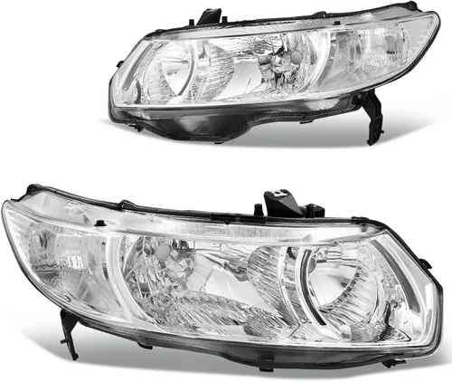 Miniatura 8 de DWVO - Conjunto de faros delanteros compatible con Honda Civic 2006, 2007, 2008, 2009, 2010, 2011 Coupé de 2 puertas, carcasa cromada, reflector