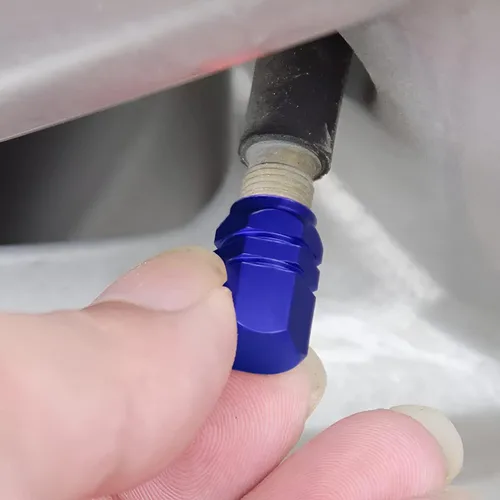Miniatura 5 de Tapón de vástago de válvula de neumático de automóvil, 12 piezas cubiertas de válvulas de rueda, tapas de aire a prueba de fugas, accesorio de Azul