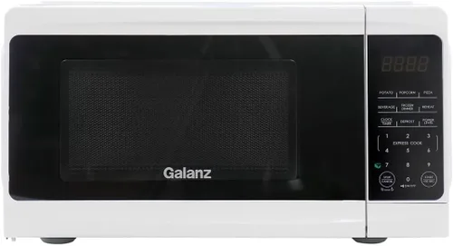 Horno microondas de encimera de 0.7 pies cúbicos y 700 W en color blanco, microondas compacto con 10 niveles de potencia, pantalla LED, cocción