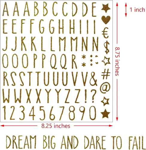 Miniatura 2 de Calcomanías de Letras del Alfabeto con Purpurina 800 Piezas 10 Hojas Calcomanías de Letras y Números Autoadhesivas del Alfabeto y Números, Varios