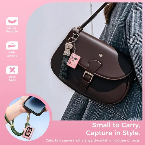 Miniatura 6 de HOTU Mini cámara digital con llavero, mini cámara Y2K de tamaño bolsillo, cámara pequeña de 2 MP 1080P con tarjeta de 8 GB, grabadora de video