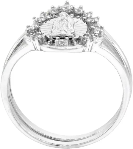 Miniatura 2 de 2 piezas de plata de ley micropave CZ Guadalupe anillo para mujer corte diamante Halo Split Shank 58 pulgadas tamaño 6-9