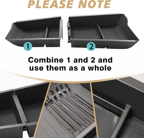 Miniatura 4 de BestEvMod para Ioniq6 Caja de almacenamiento para reposabrazos y bandeja organizadora de consola central inferior 2PCS con ribete de goma negro