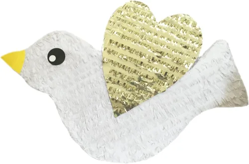 Piñata de paloma blanca de 20 pulgadas, piñata de ala dorada, suministros para fiesta de primera comunión, Pascua, domingo, bautismo, despedida de