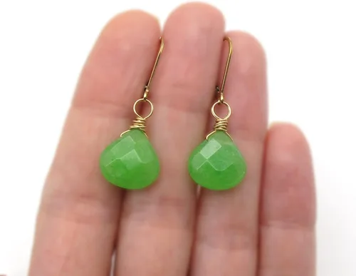 Miniatura 4 de Pendientes de piedra natal simulados con gota de cristal de 14 quilates rellenos de oro de 14 quilates