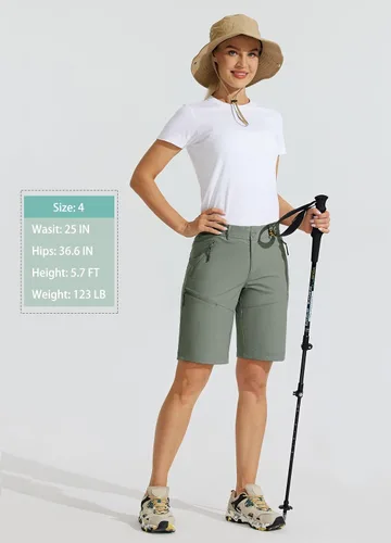 Miniatura 5 de Willit Pantalones cortos largos de senderismo para mujer de 10 pulgadas, de secado rápido, atléticos, de verano, con bolsillos