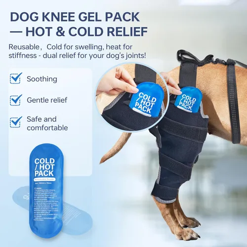Miniatura 4 de Rodillera para perro para pierna trasera, ajustable, transpirable, con paquetes de gel caliente y frío, soporta perros grandes y medianos