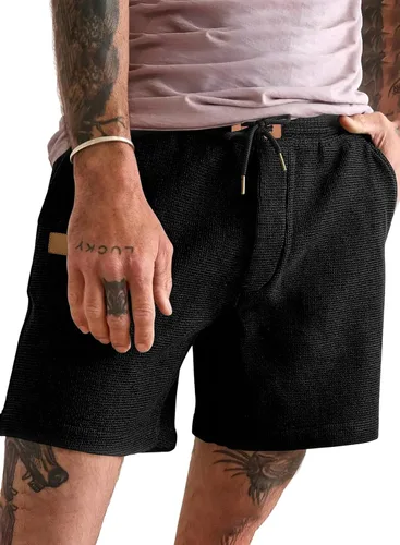 JMIERR pantalones cortos casuales de 5"/ 7" para hombre, con cintura elástica de estilo gofrado, cordón de ajuste, pantalones cortos para