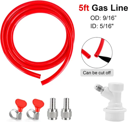 Miniatura 2 de MRbrew Kit de montaje de barril de bloqueo de bola de CO2 de 5 pies, línea de preparación de PVC de 5/16 pulgadas con desconexión rápida