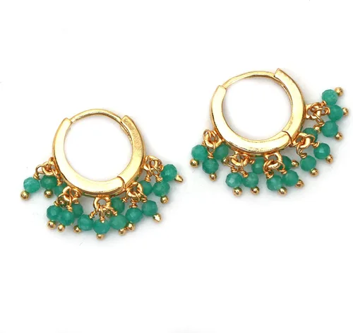 Miniatura 12 de Gempires Aretes de Cuentas de Piedras Preciosas Naturales de Cristal Ligeros Elegantes Hechos a Mano Joyería Hipoalergénica Chapada en Oro Diseño