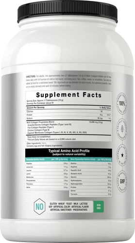 Miniatura 2 de Horbaach Multi Collagen Protein Powder 32 oz Tipos I, II, III, IV, V, VII, VIII, X, XII y XXII Péptidos de colágeno alimentados con pasto Apto