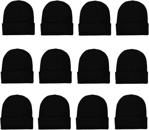 Gelante Gorro tipo frijol unisex tejido abrigado de color liso Paquete de varias unidades