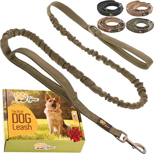 Miniatura 13 de ADITYNA Correa táctica elástica para perro de 6 pies - 7.5 pies – Correa de absorción de golpes con 2 asas acolchadas, cierre de metal, cinturón