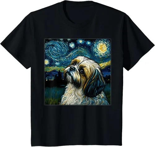 Miniatura 69 de Camiseta Surrealism Starry Night Shih Tzu Dog