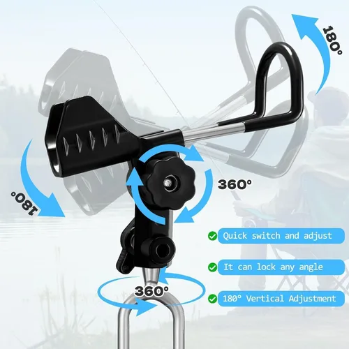 Miniatura 4 de Fishing Rod Holder for Ground, 2/4pcs Fishing Pole Holders for Ground, Bank Fishing Rod Holder with 360° Adjustable Extra Long Drill Stake Rod Stand