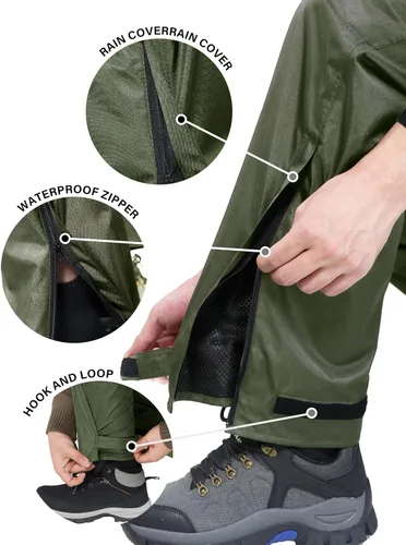 Miniatura 5 de iCreek Pantalones de lluvia para hombre, impermeables, resistentes al viento, ligeros, para senderismo, trabajo, lluvia, al aire libre, para golf